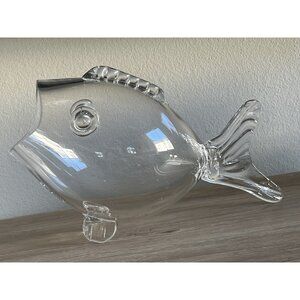 Large 15" Blenko Style Clear Blown Glass Fish Bowl Vase Art Terrarium 1960’s MCM